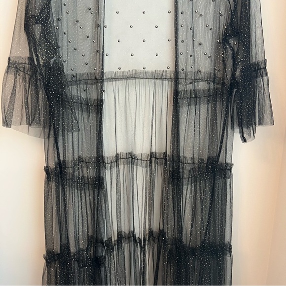 Cato Collection Limited Edition Black Sheer Studded Sparkle Duster - Large - Picture 6 of 13